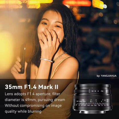 35mm F14 Prime Camera Lens For Sony Fujifilm Nikon Canon Mirrorless 1