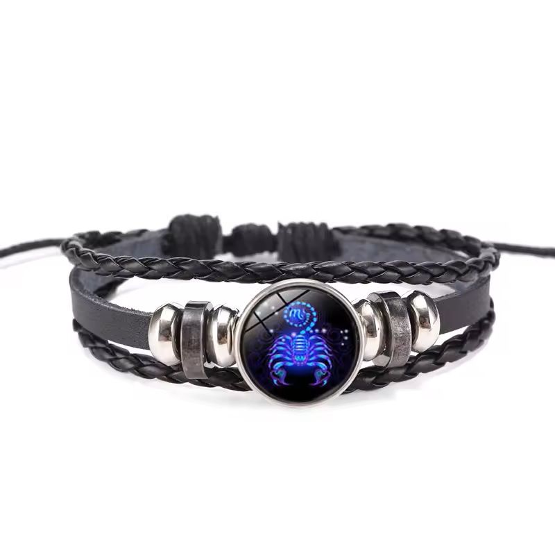 Zodiac Sign Glow Leather Bracelet Multilayer Gift 14