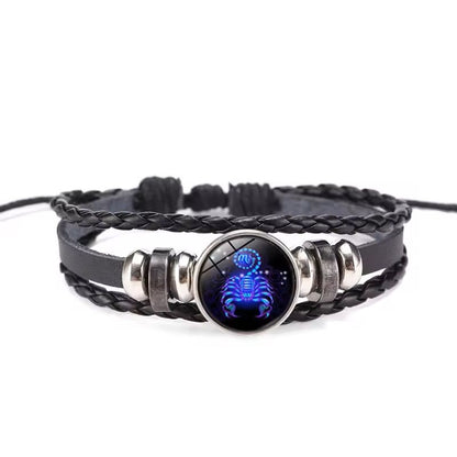 Zodiac Sign Glow Leather Bracelet Multilayer Gift 14