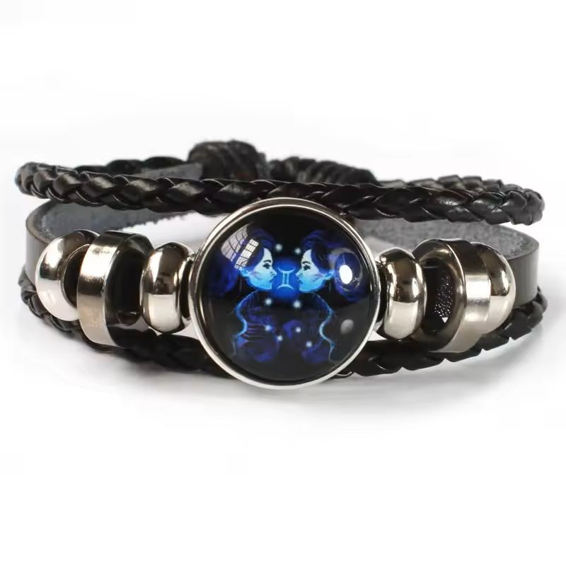 Zodiac Sign Glow Leather Bracelet Multilayer Gift 2