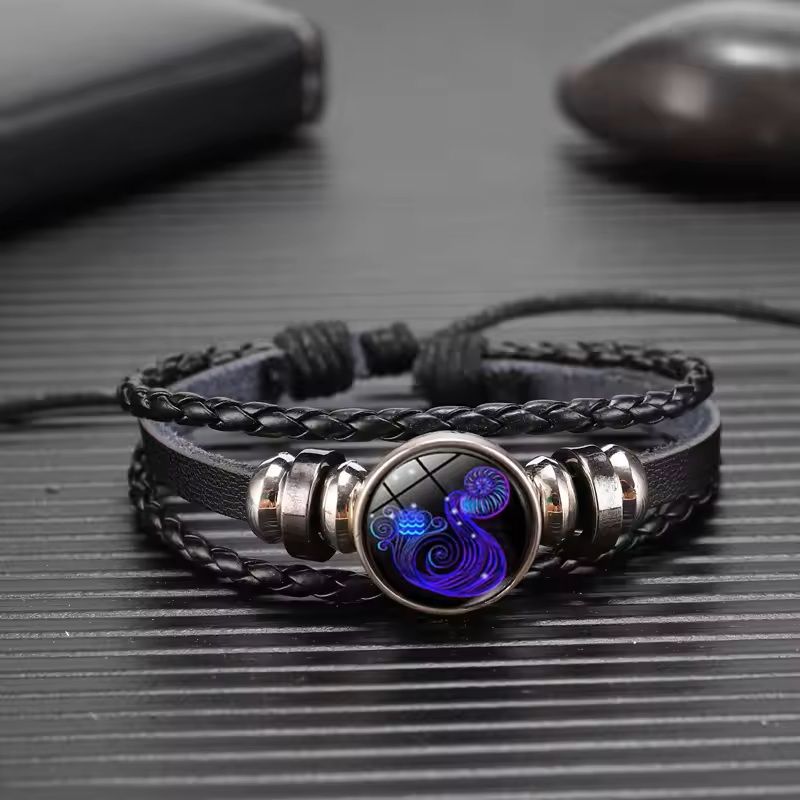 Zodiac Sign Glow Leather Bracelet Multilayer Gift 6