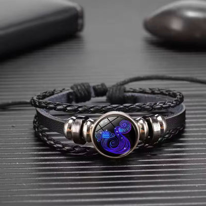 Zodiac Sign Glow Leather Bracelet Multilayer Gift 6