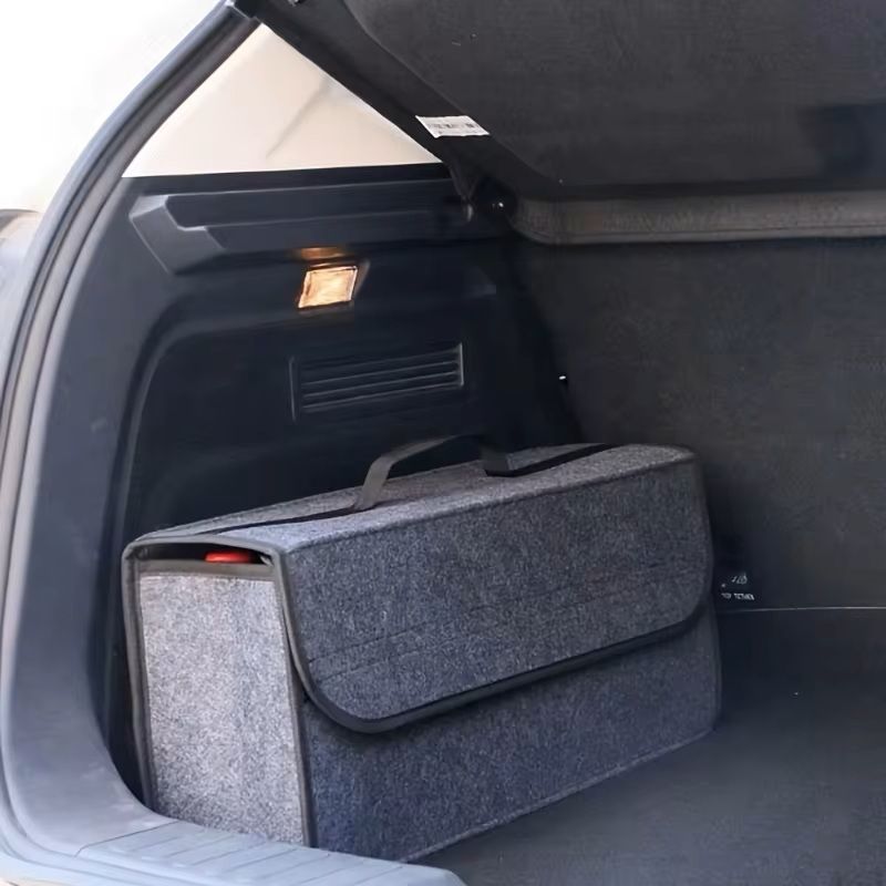 Gray Felt Car Trunk Storage Organizer with Anti Slip Base