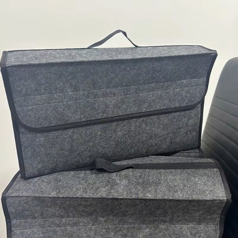 Gray Felt Car Trunk Storage Organizer With Anti Slip Base 5