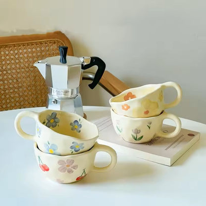 Irregular Flower Ceramic Mug for Coffee or Tea