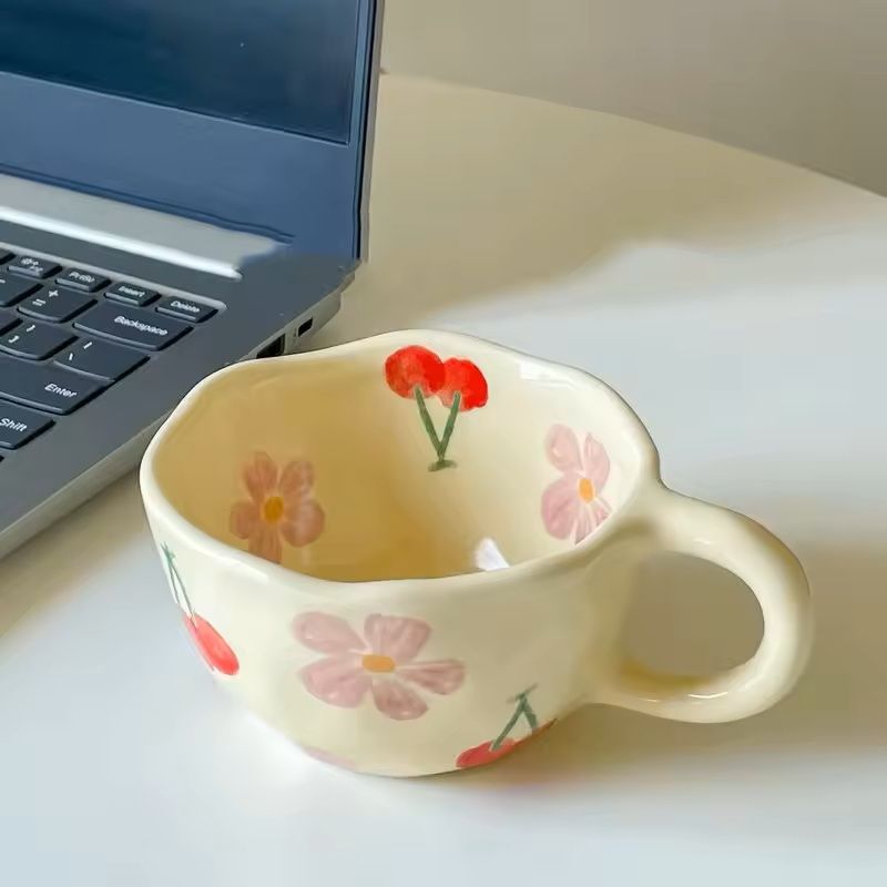 Irregular Flower Ceramic Mug For Coffee Or Tea 5