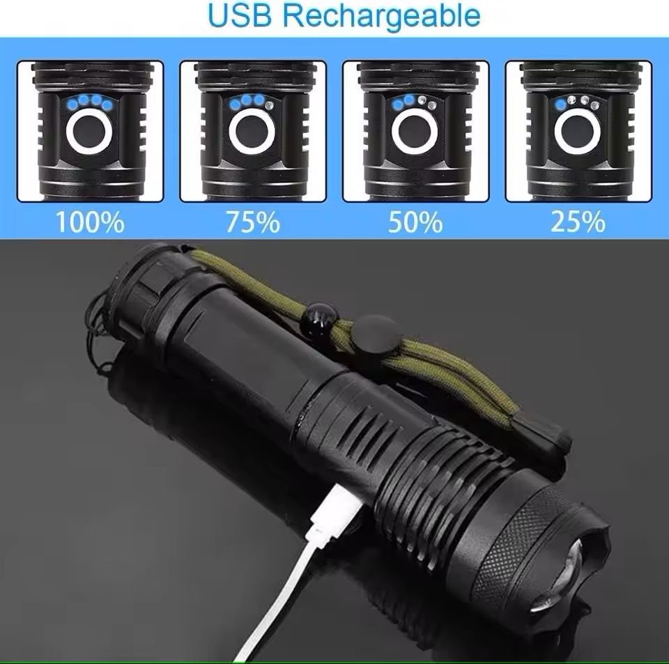 High Power Rechargeable LED Tactical Flashlight 3