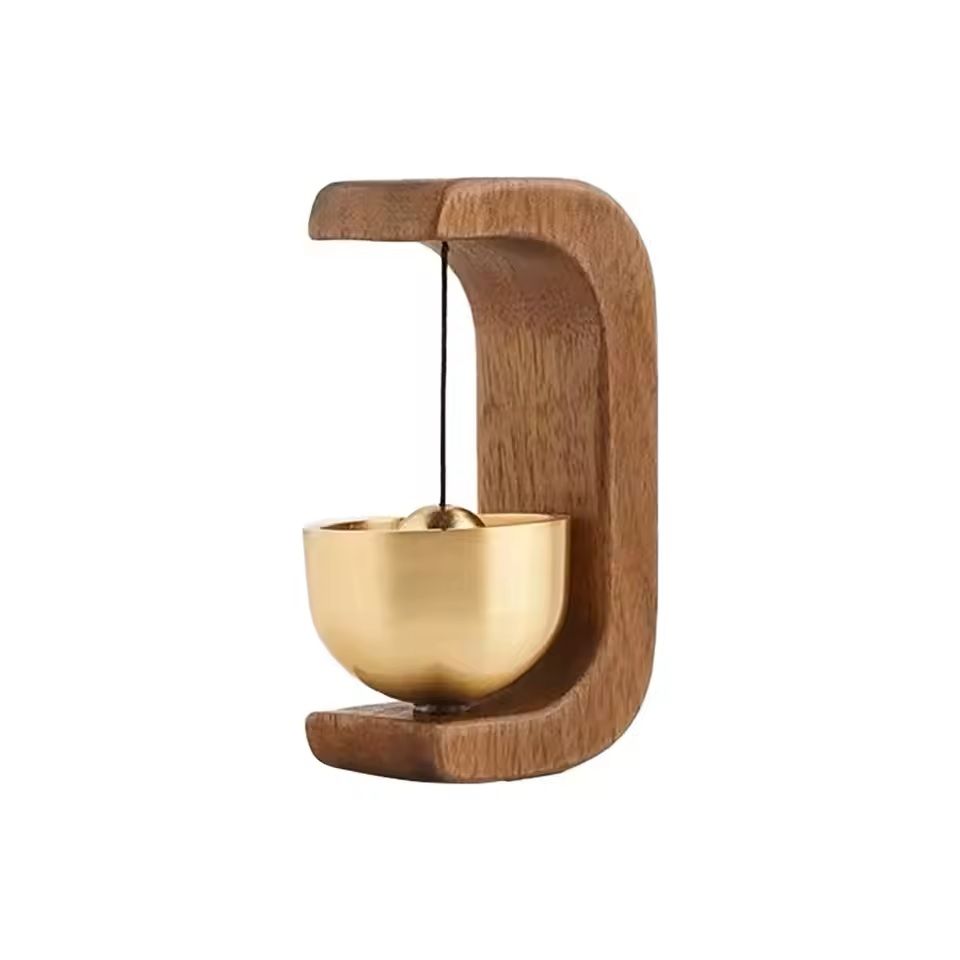 Magnetic Copper Wind Bell Door Chime With Wooden Mount 1