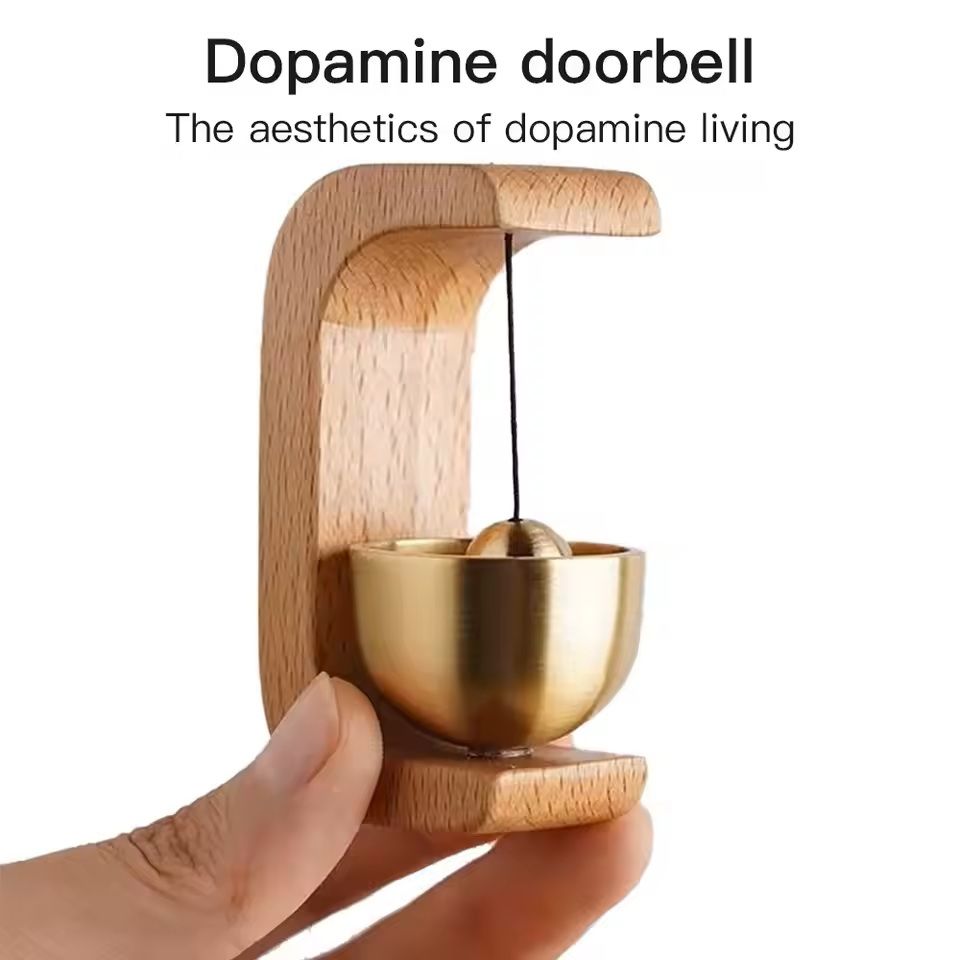 Magnetic Copper Wind Bell Door Chime With Wooden Mount 2