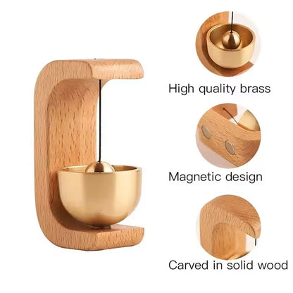Magnetic Copper Wind Bell Door Chime with Wooden Mount