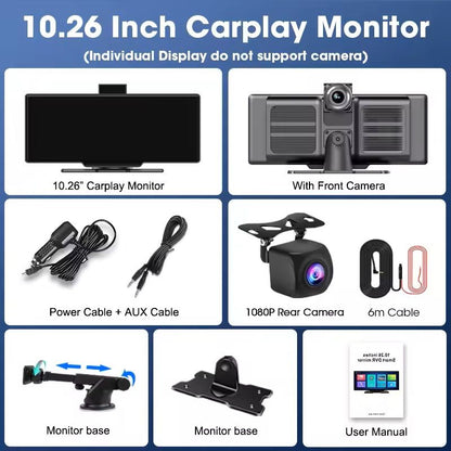 1026 Inch 4K Smart Dash Cam Mirror With CarPlay Android Auto And GPS 9