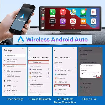 1026 Inch 4K Smart Dash Cam Mirror With CarPlay Android Auto And GPS 4