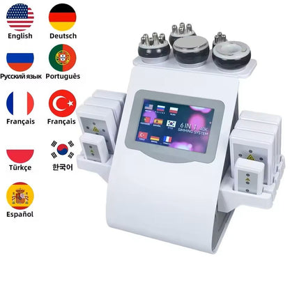6-in-1 Professional Body Sculpting Cavitation Machine with 40K Ultrasound and RF