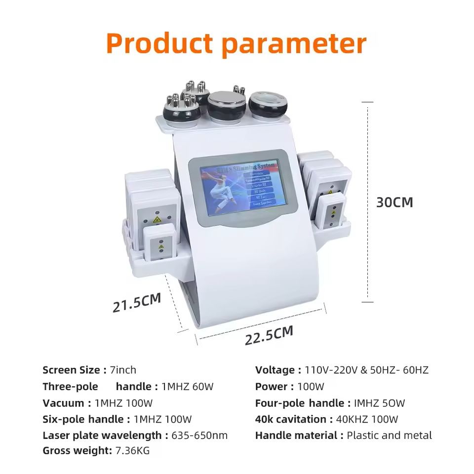 6in1 Professional Body Sculpting Cavitation Machine With 40K Ultrasound And RF 6