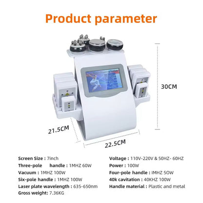 6in1 Professional Body Sculpting Cavitation Machine With 40K Ultrasound And RF 6