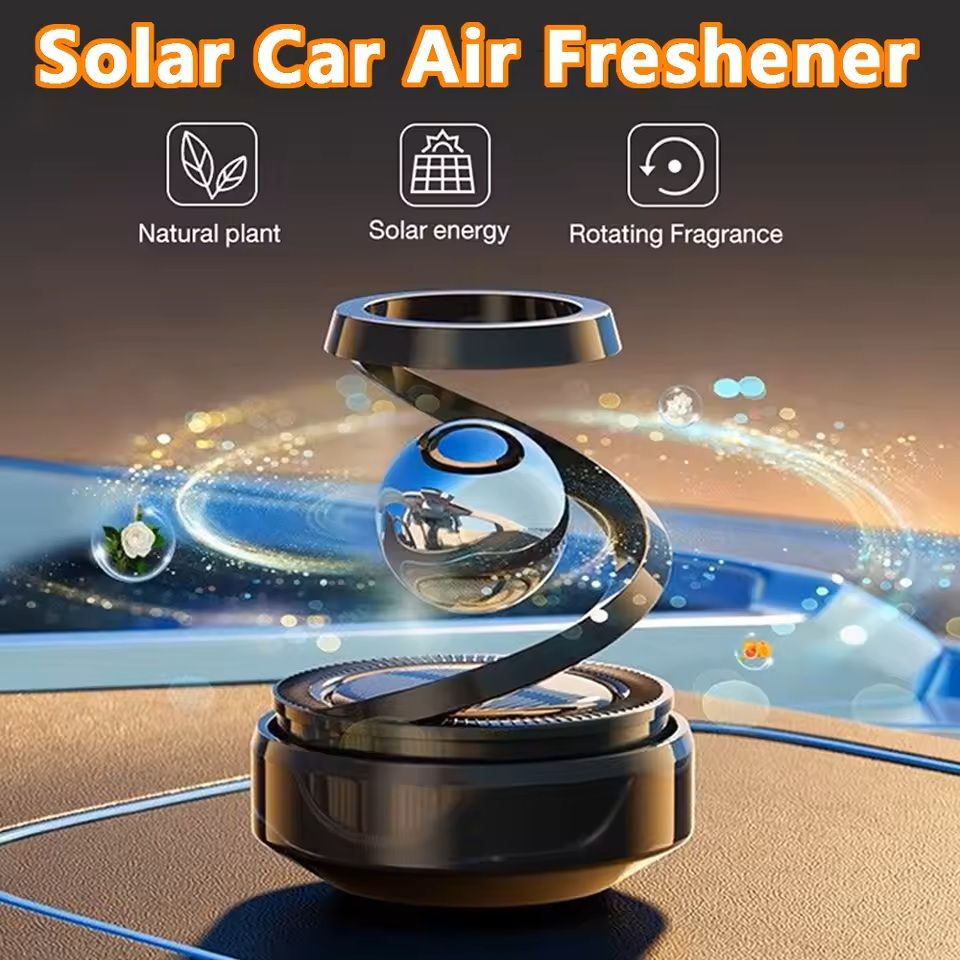 Solar-Powered Rotating Car Air Freshener with Fragrance Diffuser