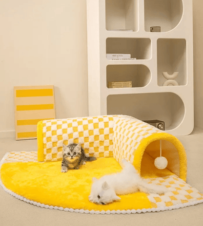 Convertible Cat Tunnel Bed And Dog House Mat For Small Pets 2