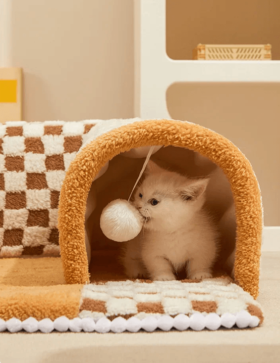 Convertible Cat Tunnel Bed And Dog House Mat For Small Pets 3