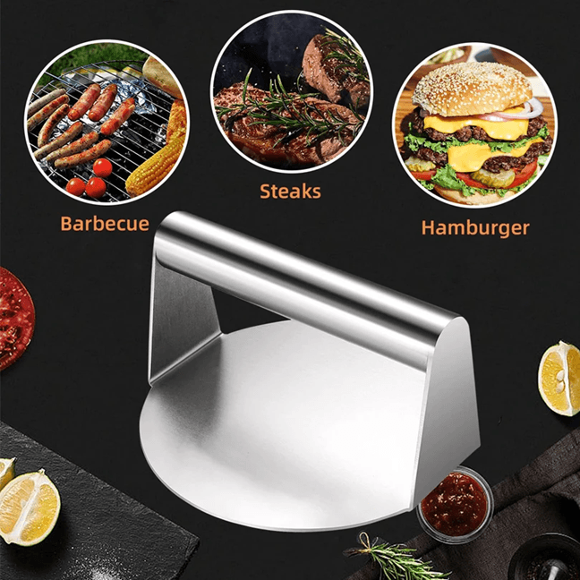 Stainless Steel Smash Burger Press for Griddle and Grill with Easy Grip Handle