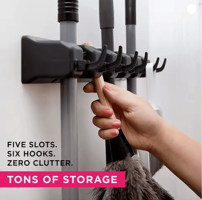Wall Mounted Mop And Broom Holder Rack With Multi Slot Storage Organizer 1