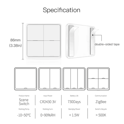 MOES Tuya ZigBee Scene Switch Controller With 4 Gang Wireless Smart Button For Home Automation 7