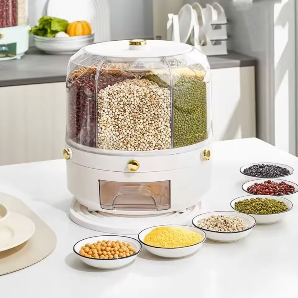 360 Degree Rotating Grain Dispenser With Airtight Storage 1