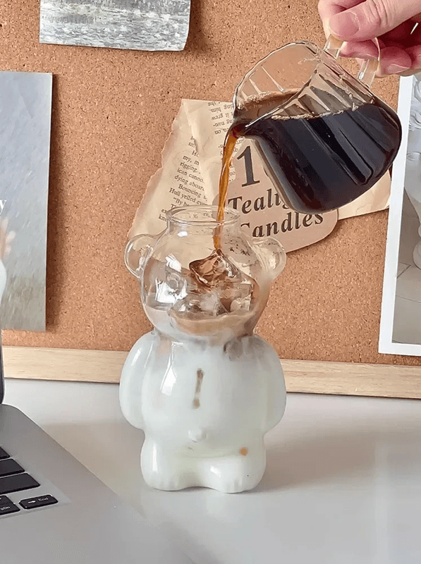 Cute Bear Glass Coffee Mug With Straw For Kids And Women 1
