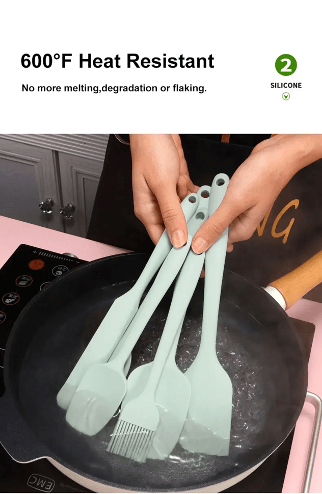 6 Piece Silicone Spatula Set Heat Resistant Non Stick Utensils For Cooking And Baking 2