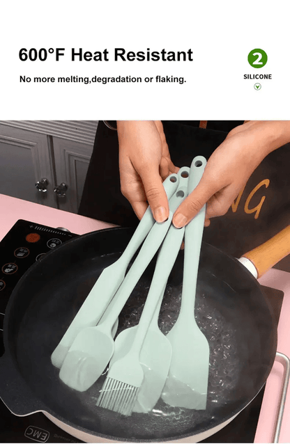 6 Piece Silicone Spatula Set Heat Resistant Non Stick Utensils For Cooking And Baking 2