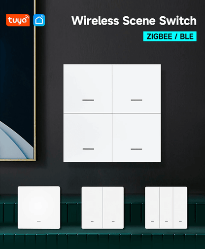 Tuya Zigbee Smart Scene Switch Wireless Battery Powered Wall Button for Home Automation