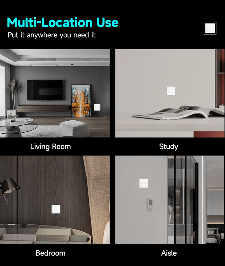 Tuya Zigbee Smart Scene Switch Wireless Battery Powered Wall Button For Home Automation 3