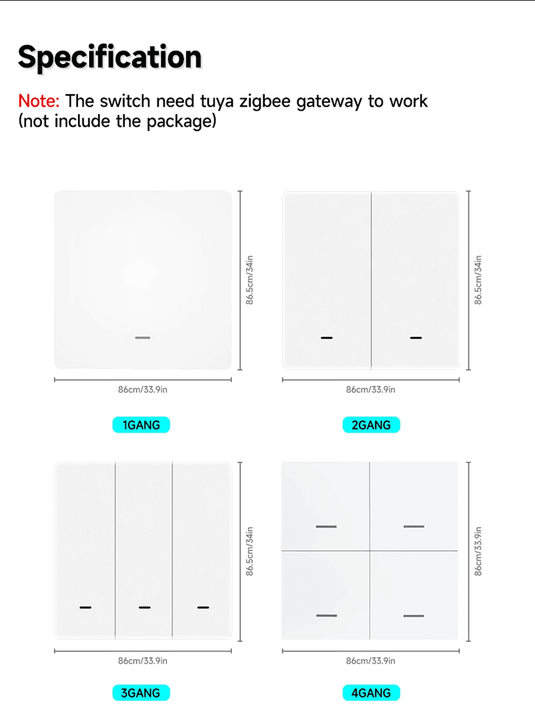 Tuya Zigbee Smart Scene Switch Wireless Battery Powered Wall Button For Home Automation 4