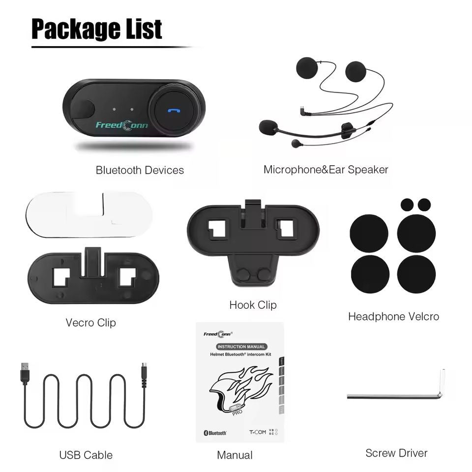Bluetooth Motorcycle Helmet Intercom Headset With FM And Music Sharing 5