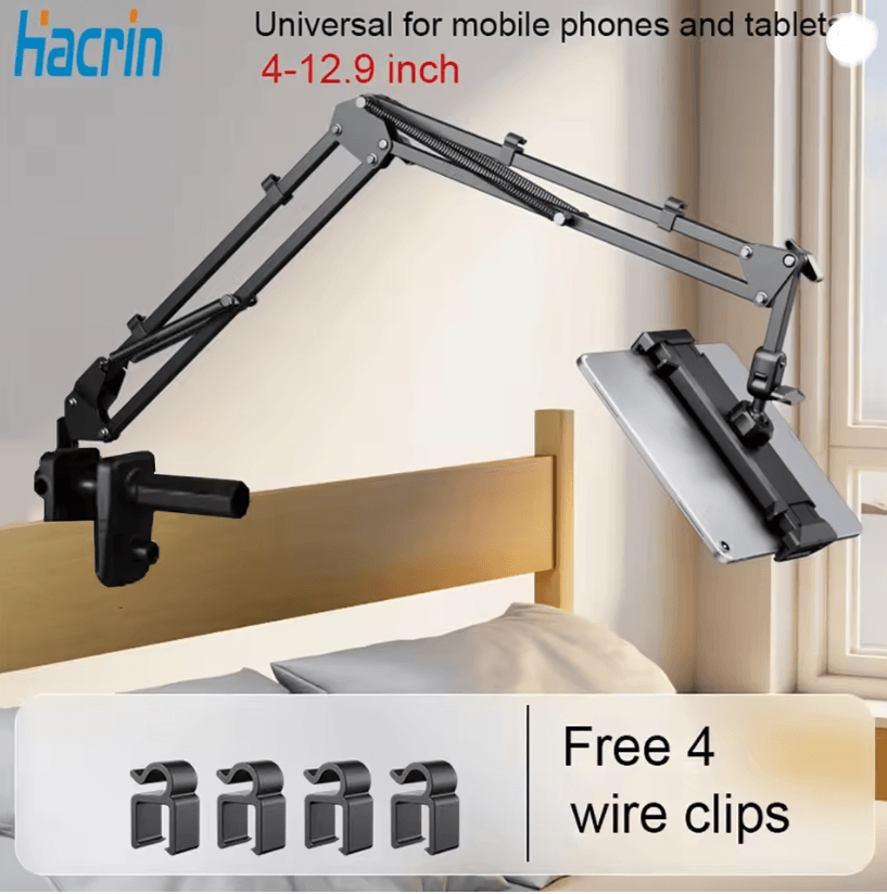 Adjustable Long Arm Tablet Stand for Bed and Desk with 360 Rotation for iPad and Android