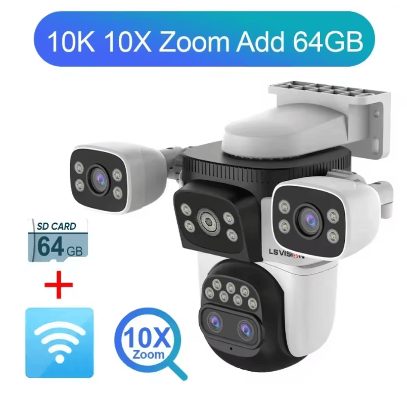 LS VISION 20MP 4Lens Outdoor WiFi PTZ Security Camera With 10X Zoom  Smart AutoTracking 8