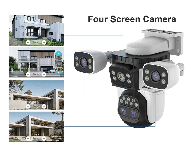LS VISION 20MP 4-Lens Outdoor WiFi PTZ Security Camera with 10X Zoom & Smart Auto-Tracking
