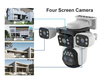 LS VISION 20MP 4-Lens Outdoor WiFi PTZ Security Camera with 10X Zoom & Smart Auto-Tracking
