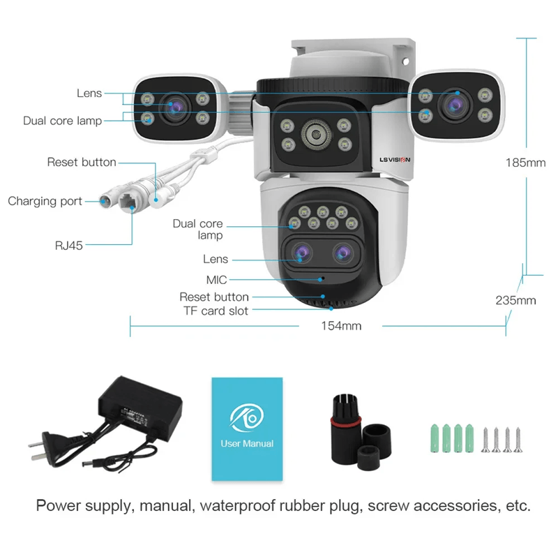 LS VISION 20MP 4Lens Outdoor WiFi PTZ Security Camera With 10X Zoom  Smart AutoTracking 5