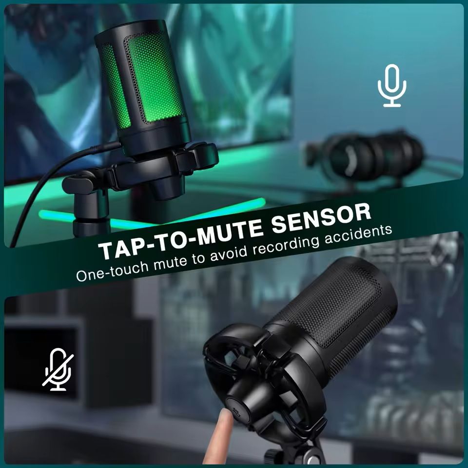 RGB USB Gaming Microphone With Touch Mute And Tripod Stand 2