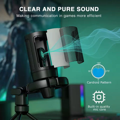 RGB USB Gaming Microphone With Touch Mute And Tripod Stand 3
