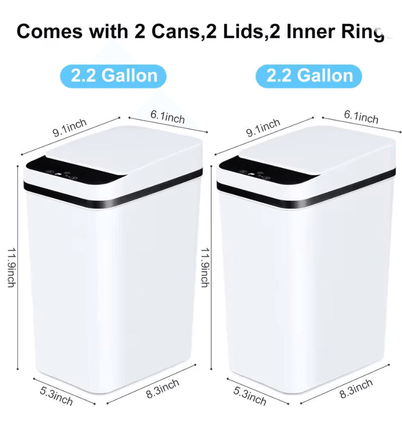 Touchless Slim Sensor Trash Can Set For Bathroom Bedroom Or Office 3