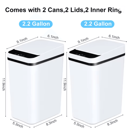 Touchless Slim Sensor Trash Can Set For Bathroom Bedroom Or Office 3