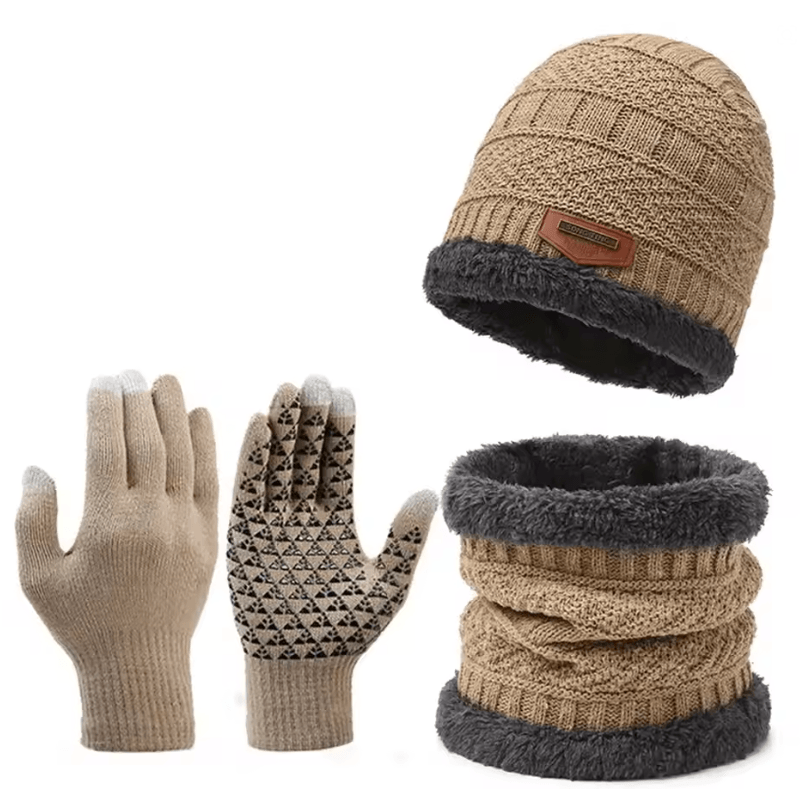 Mens Winter Windproof Hat Scarf And Gloves Set With Thermal Lining 3