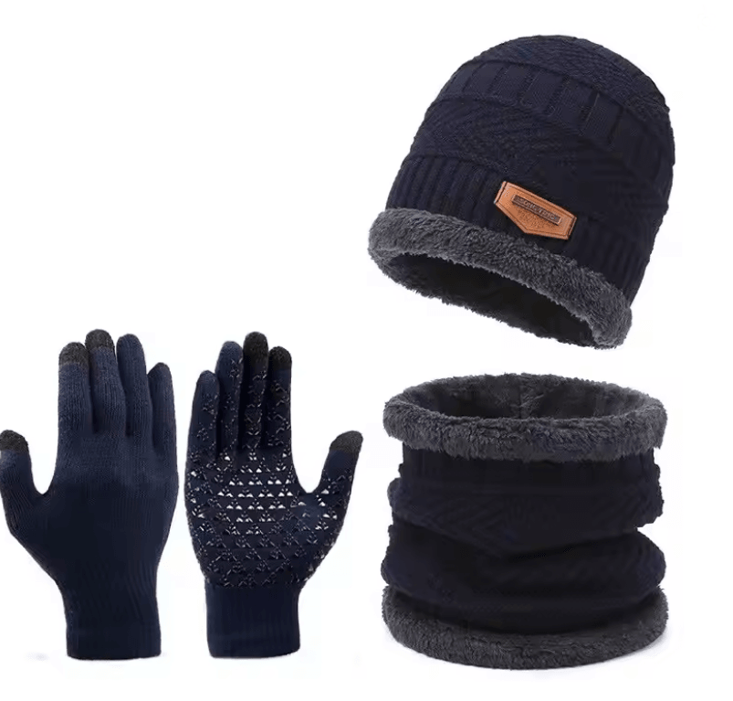 Mens Winter Windproof Hat Scarf And Gloves Set With Thermal Lining 2