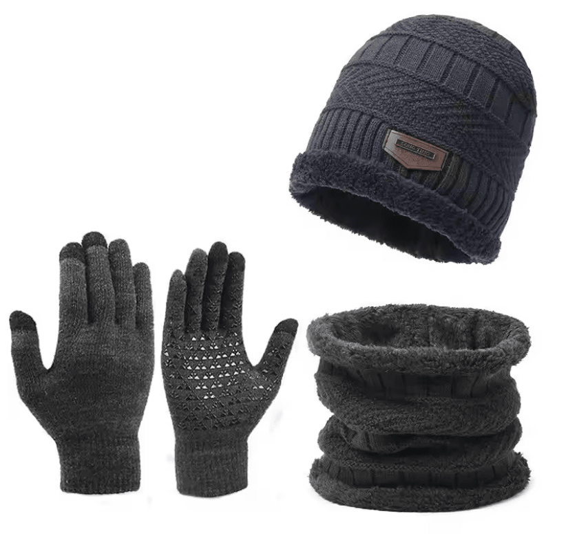 Mens Winter Windproof Hat Scarf And Gloves Set With Thermal Lining 1