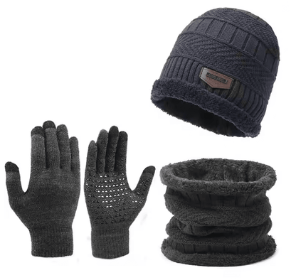 Mens Winter Windproof Hat Scarf And Gloves Set With Thermal Lining 1