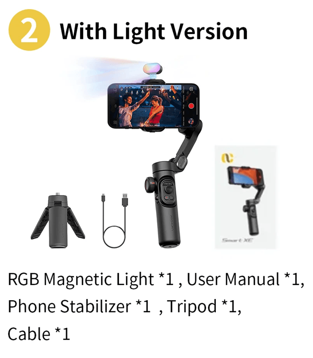 AOCHUAN Smart XE Gimbal Stabilizer For IPhone Android With Fill Light And Face Tracking 4