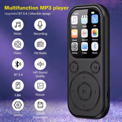 Slim Bluetooth MP3 Music Player with FM Radio and eBook Reader