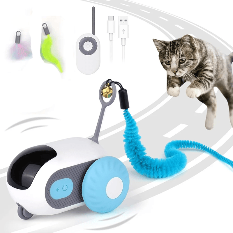 Interactive Smart Cat Toy Car with Auto and Remote Control Modes