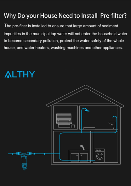 Whole House Spin Down Sediment Water Filter with Stainless Steel Mesh and Backwash System